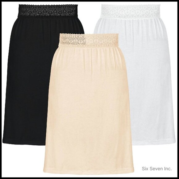 Other - Knee Length Half Slips Set of 3 Lace Waistband Elegant Minimal Chic